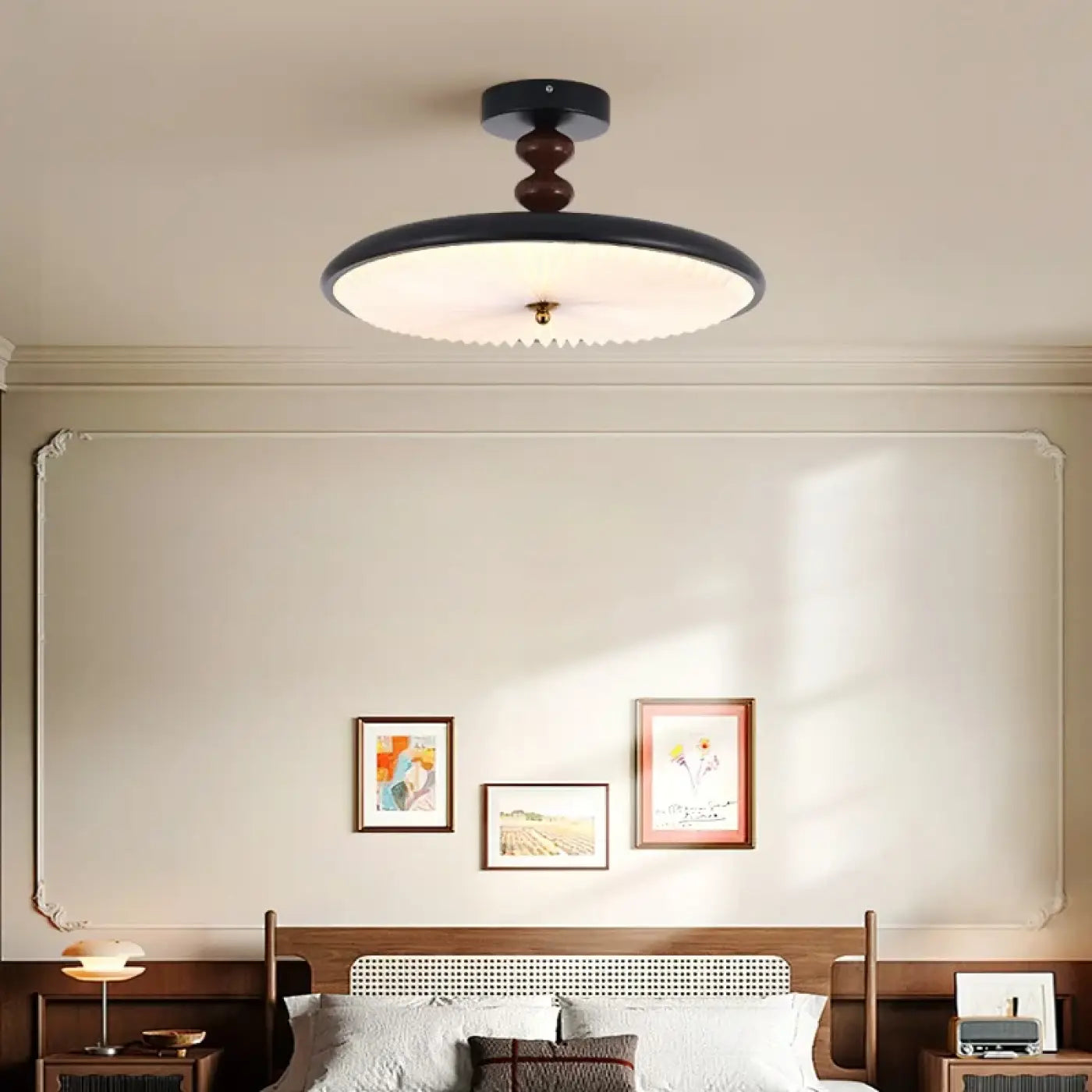 Plafonnier LED verre et bois moderne industriel | TEZUMU