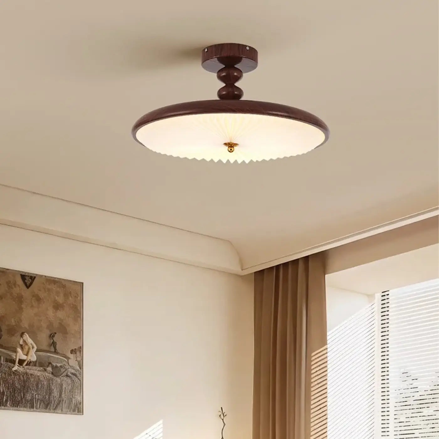 Plafonnier LED verre et bois moderne industriel | TEZUMU
