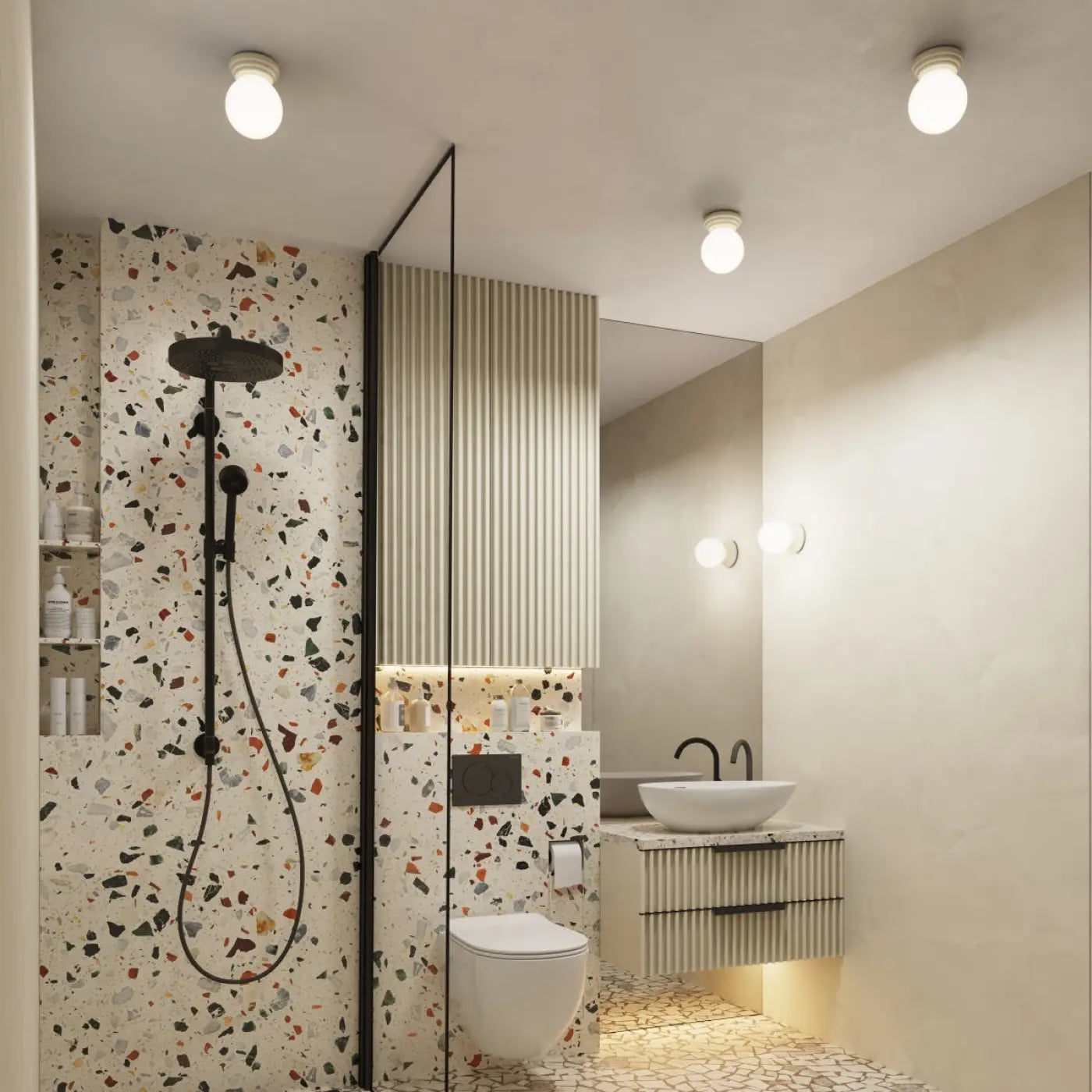 Plafonnier céramique beige minimaliste IP44 | GEGU
