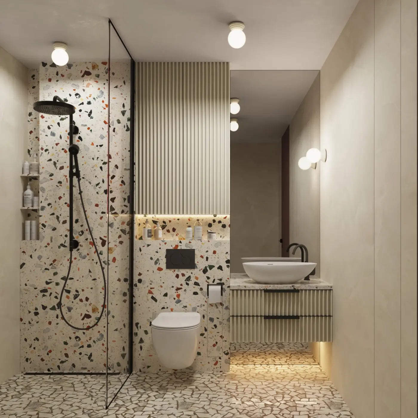 Plafonnier céramique beige minimaliste IP44 | GEGU