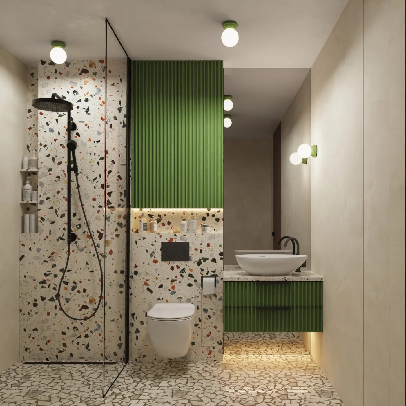 Plafonnier céramique vert moderne IP44 | MUKA