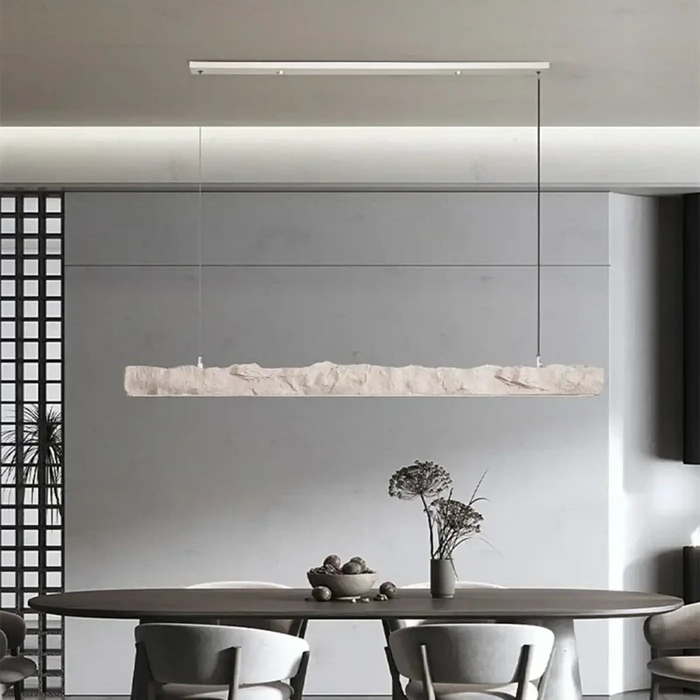 Plafonnier linéaire blanc finition plâtre LED | HOZOS