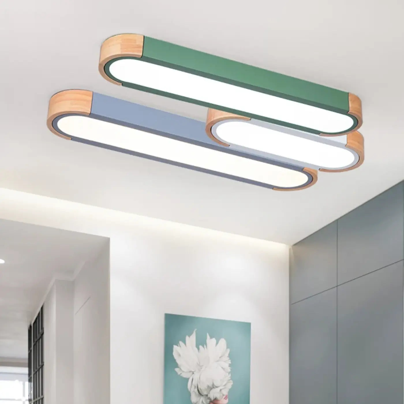 Plafonnier LED bois et verre design moderne | NABOHO