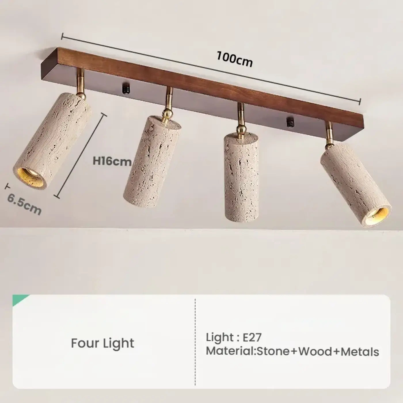 Plafonnier LED bois et pierre moderne | DEDUZO