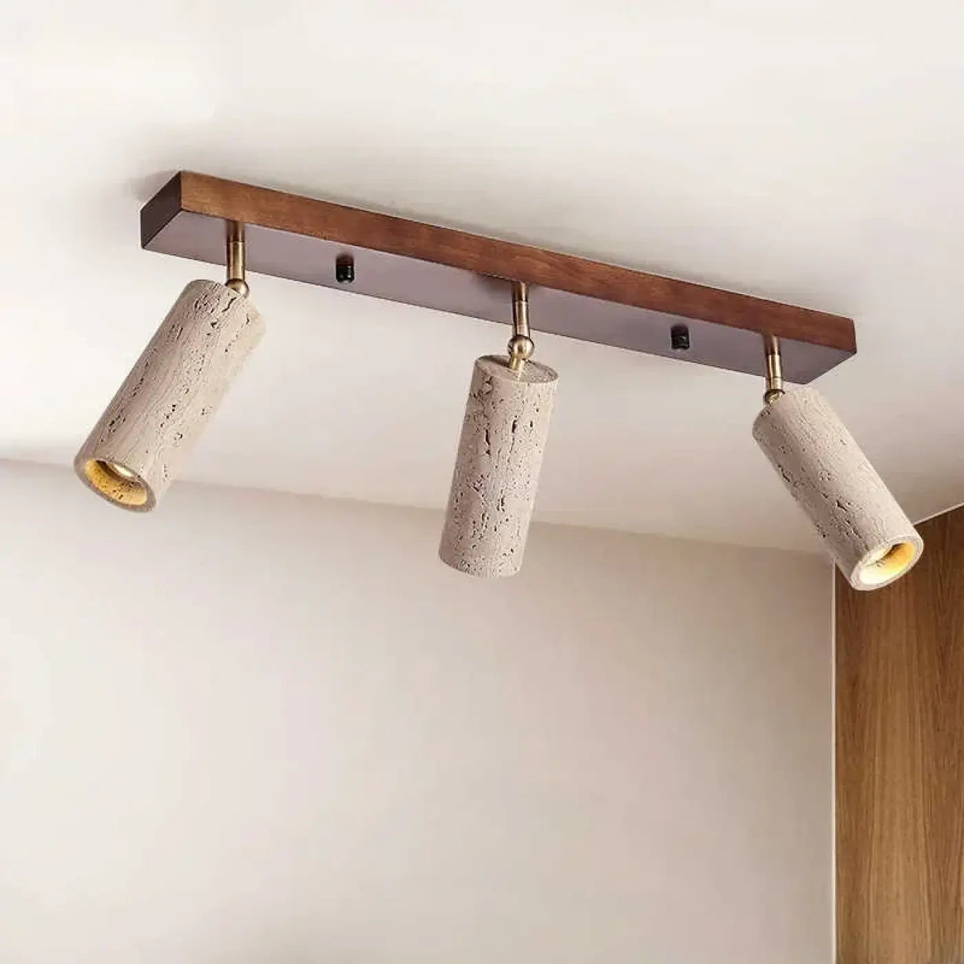 Plafonnier LED bois et pierre moderne | DEDUZO