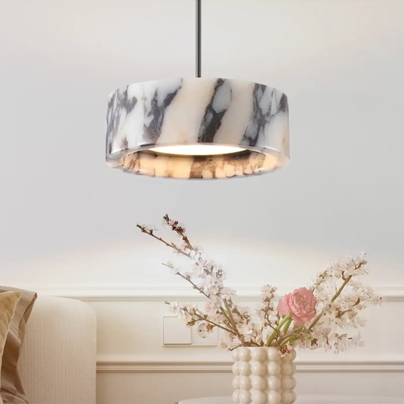 Plafonnier LED marbre noir design original | SOGEKUS