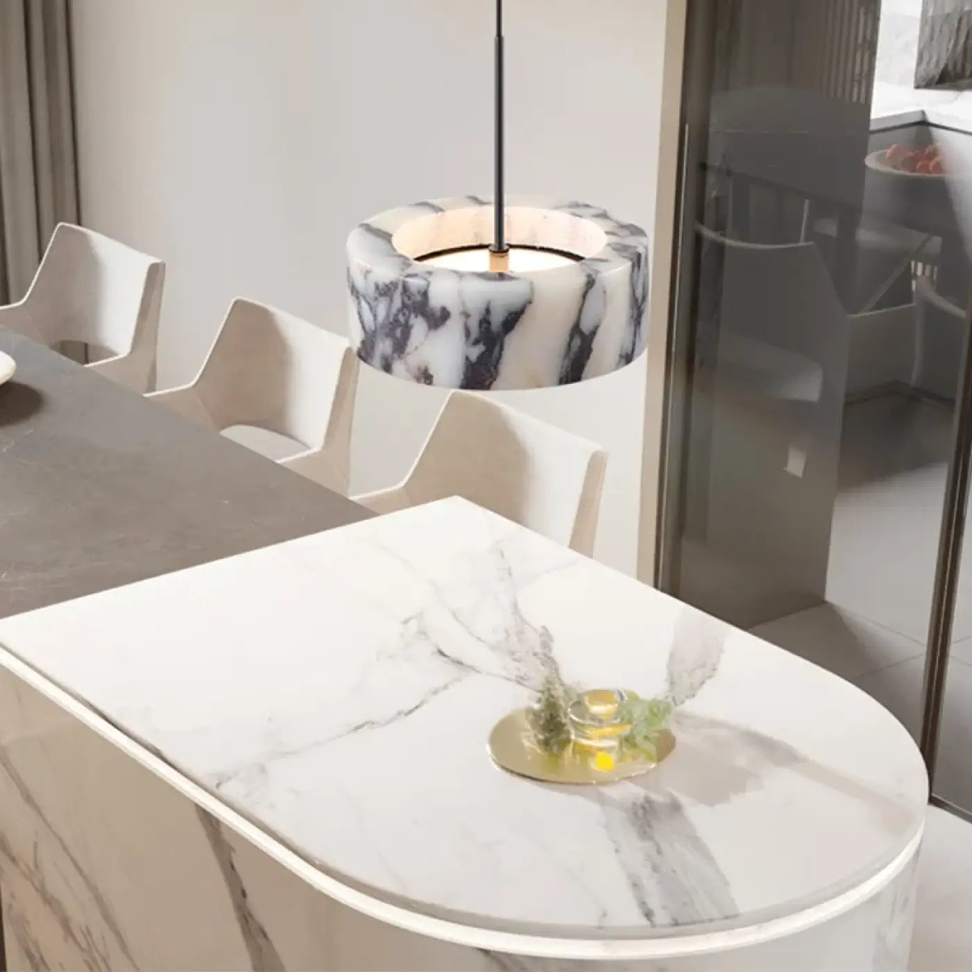 Plafonnier LED marbre noir design original | SOGEKUS